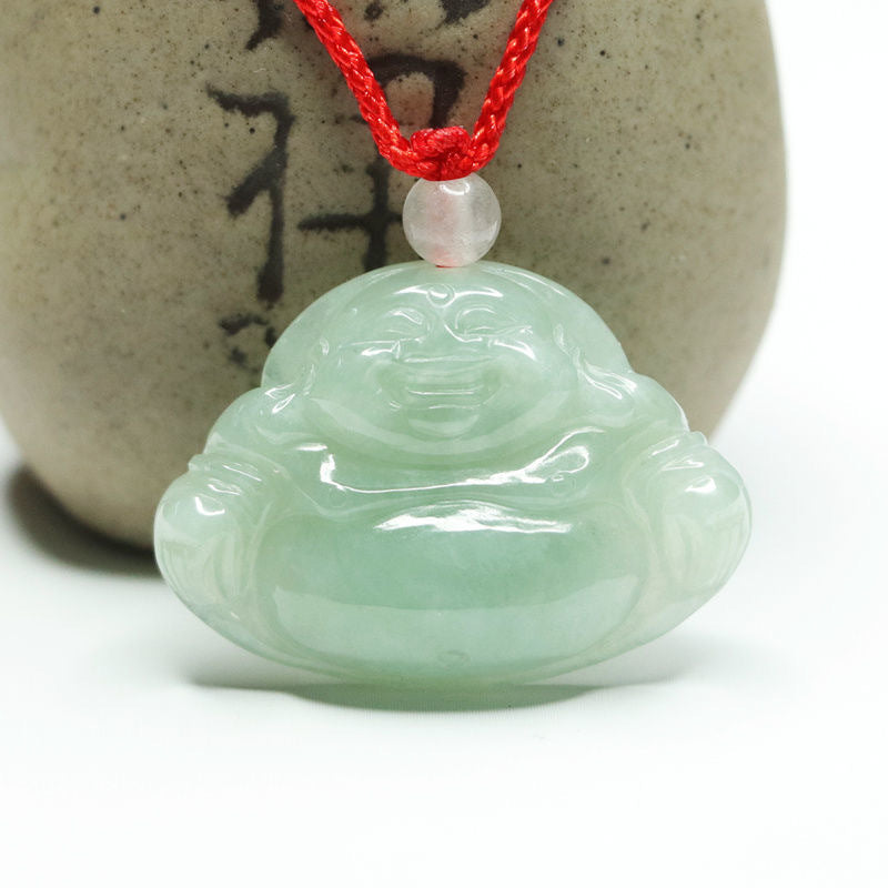 Buddha Jade Pendant in Sterling Silver with Natural Burmese A Jade