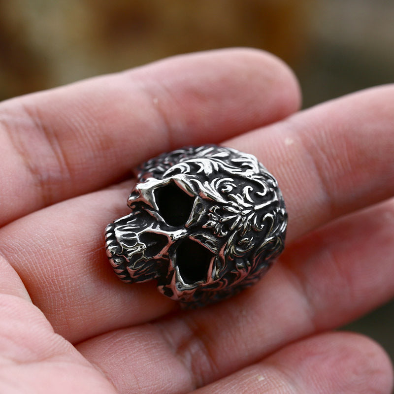 Punk-inspired Cross-Border Hip-Hop Skull Titanium Steel Ring for Men - Wholesale Stainless Steel Dominance