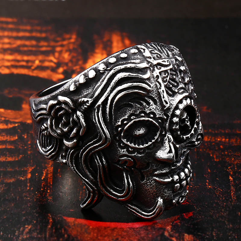 Bold Titanium Steel Skull Ring for Men - Wholesale Retro European & American Style