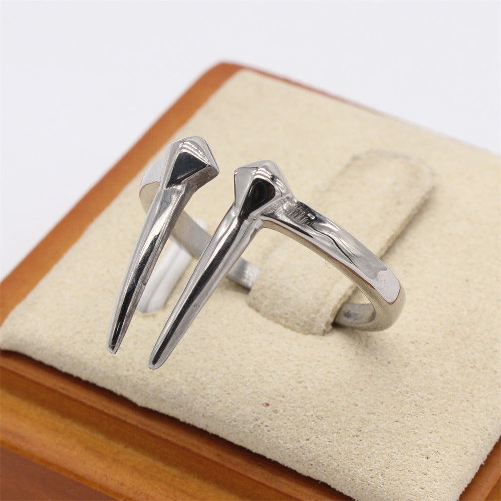 European and American Retro Pointed Titanium Men's Ring