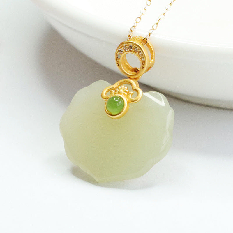 S925 Silver Natural Hotan Jade Pendant White Jade Ruyi Necklace Jewelry