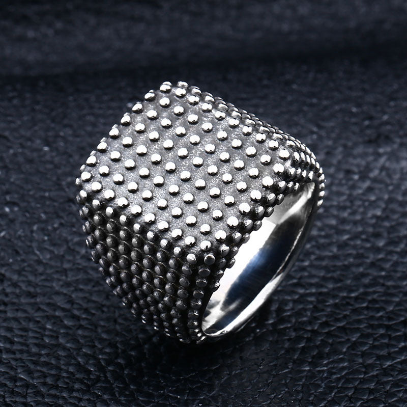 Retro Personalized Stainless Steel Men's Polka Dot Ring - Wholesale European and American Trade