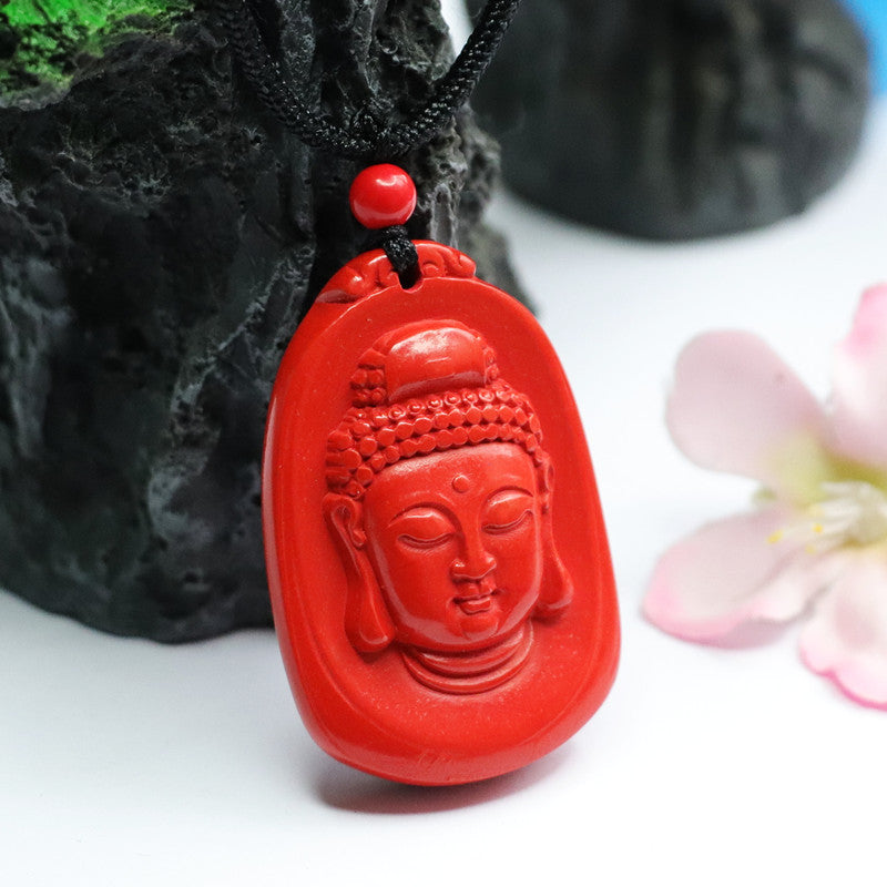 Cinnabar Buddha Head Pendant Cinnabar Pendant Jewelry