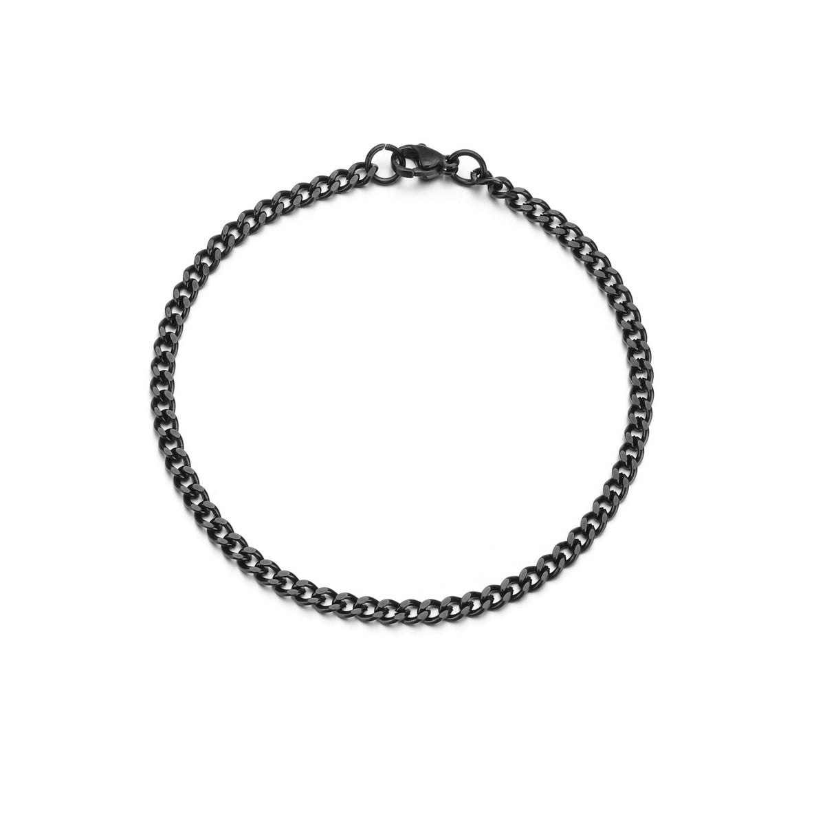 Black and Gold Stainless Steel Men's Chain Bracelet with Multiple Sizes