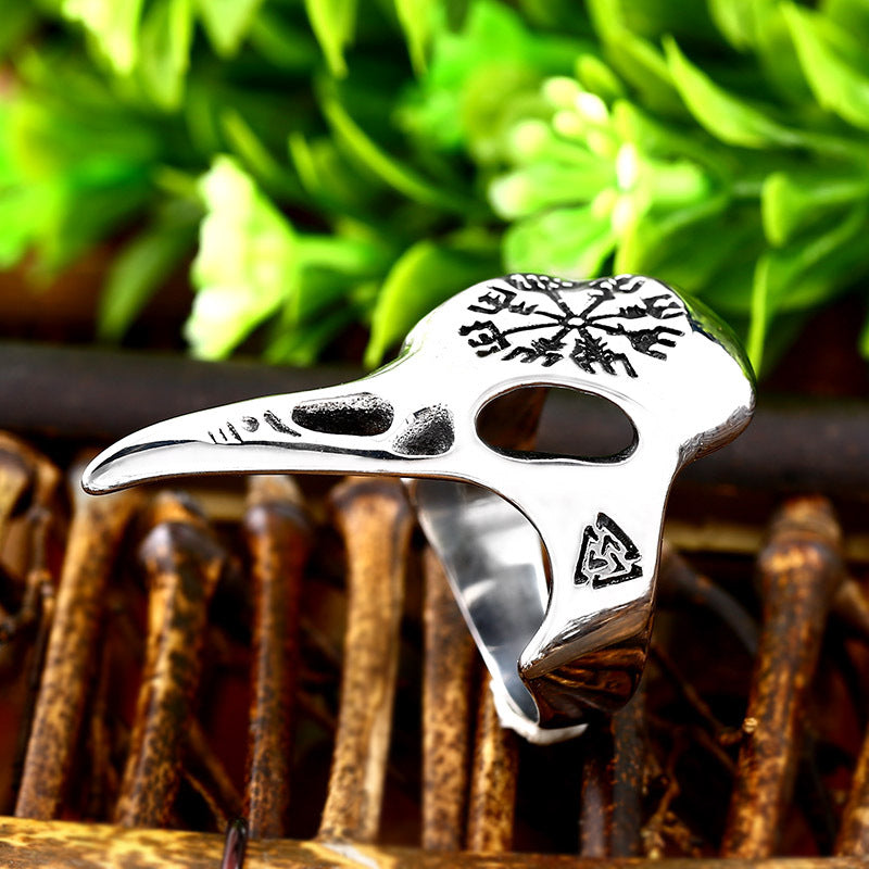 Planderful Everyday Genie Viking Crow Stainless Steel Ring for Men