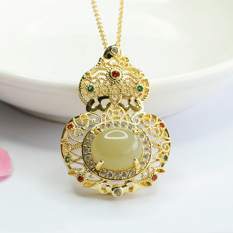 Exquisite Hetian Jade Gourd Pendant crafted by Planderful