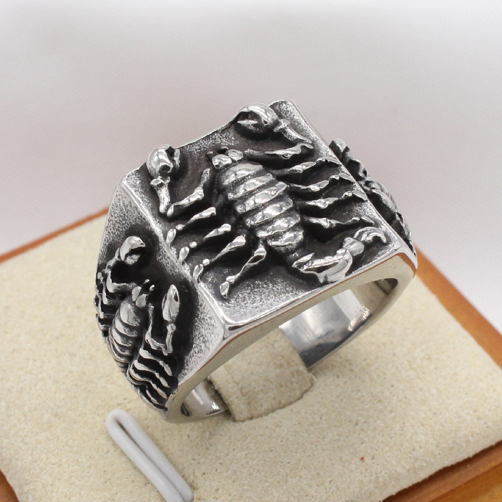 Retro Scorpion Relief Titanium Steel Ring for Men