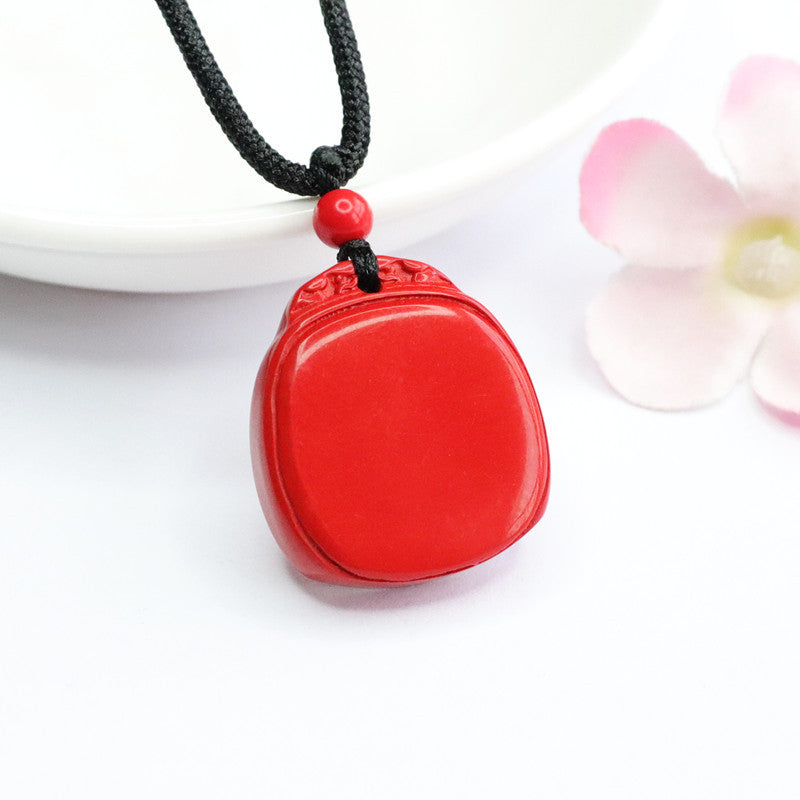 Fortune's Favor Sterling Silver Cinnabar Pendant - Elegant Red Sand Pendant