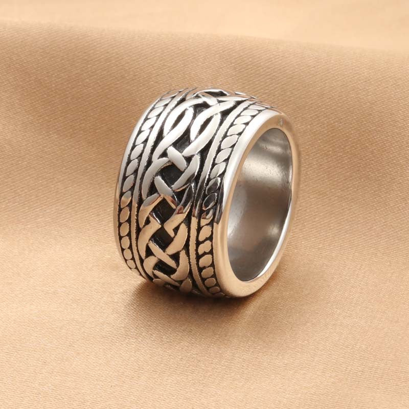 Titanium Steel Retro Twist Knot Ring for Men - Trendy Stainless Steel Finger Accessory