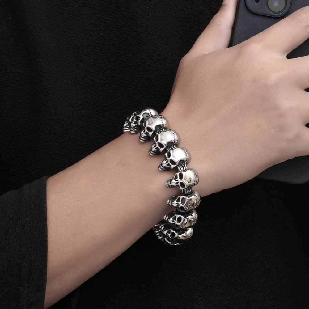 Titanium Steel Skull Bracelet for Men - Cross-Border Creative Jewelry