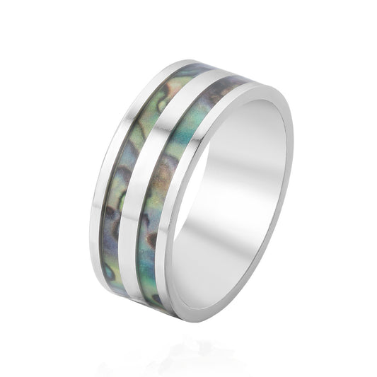 Colorful Shell Women's Titanium Steel Ring