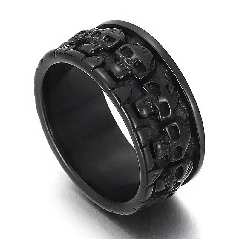 Domineering Skull Men's Titanium Steel Ring - Trendy European and American Style