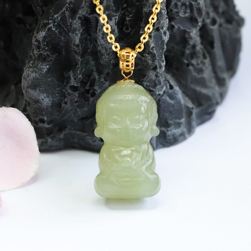 Baby Buddha Jade Necklace crafted from Natural Hotan Jade