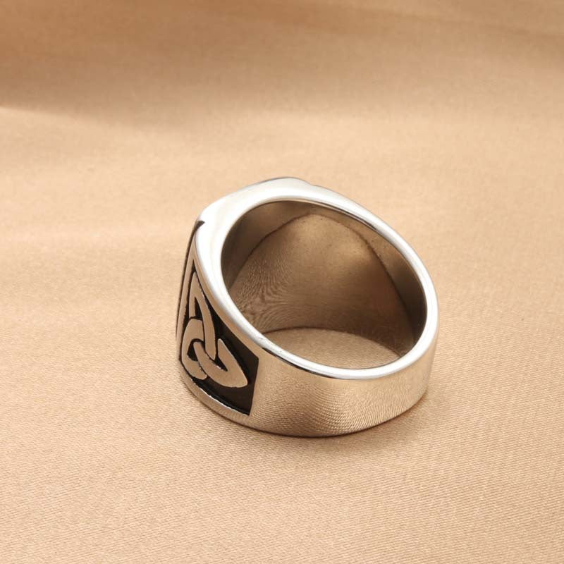 Retro Titanium Steel Epoxy Square Ring for Men - Trendy Jewelry Accessory Direct from Manufacturer