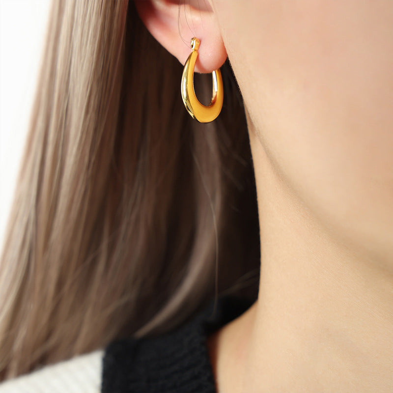 Exquisite Geometric Gold-Plated Earrings with Metal Needles by Planderful Collection