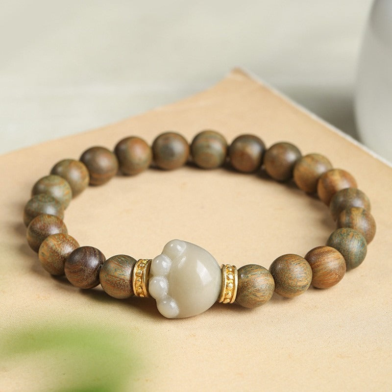 Fortune's Favor Natural Sandalwood Sterling Silver Bracelet