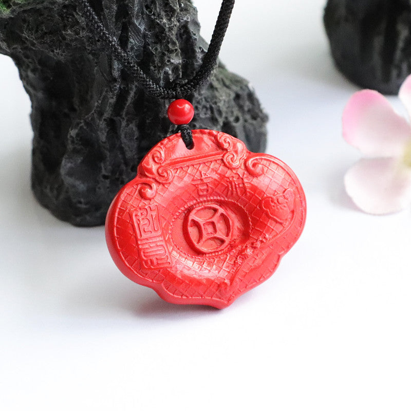 Auspicious Vermilion Sand Fortune Pendant with Cinnabar Stone