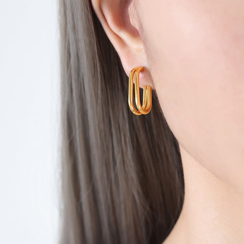 Geometric Frame Earrings with Korean Minimalist Vibe