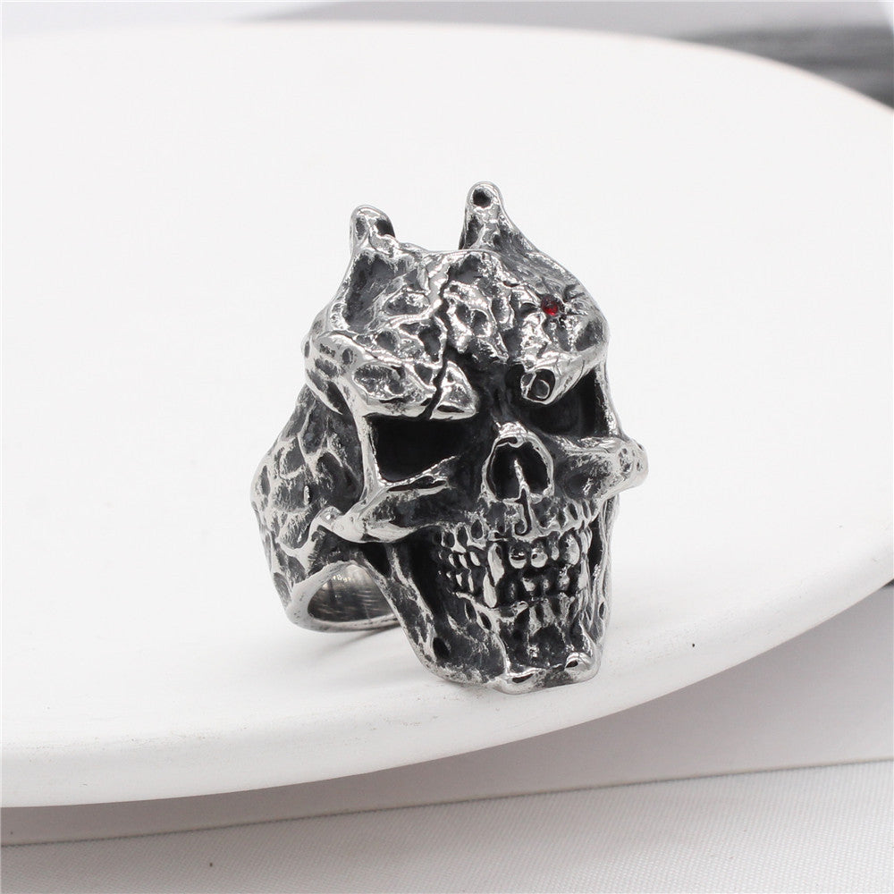 Halloween Batman Demon Skull Titanium Steel Ring for Men