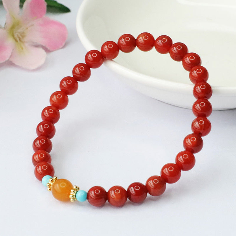 Fortune's Favor Agate and Honey Wax Amber Bracelet