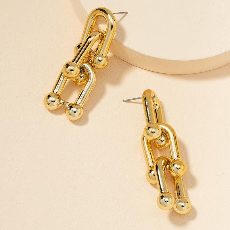 Metal Chain Exaggerated Earrings - Vienna Verve Collection