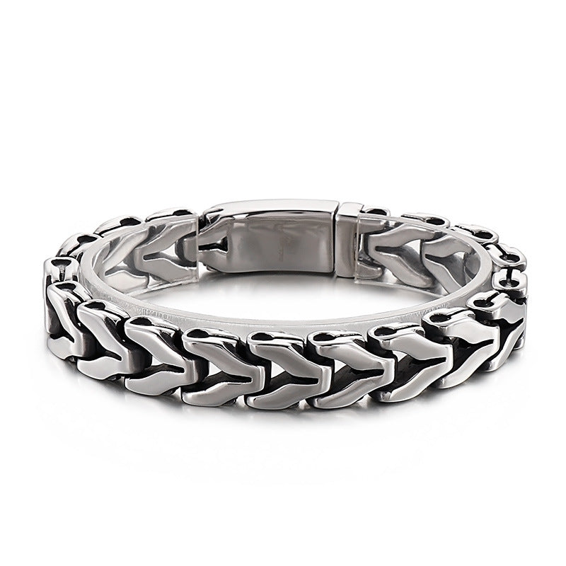 Personalized Retro Punk Titanium Steel Men's Bracelet for European and American Style