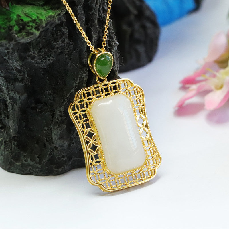 S925 Sterling Silver Hetian Jade Fortune Necklace