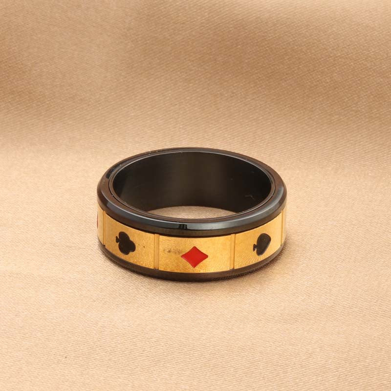 Retro Titanium Steel Poker Ring for Men - Trendy Rotating Accessory Directly from Manufacturer