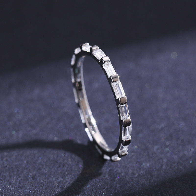 Exquisite Geometric Zircon Sterling Silver Ring