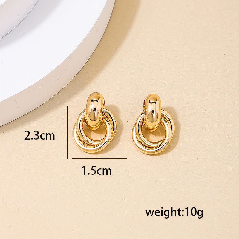 Elegant Geometric Retro Circle Earrings - Vienna Verve Collection