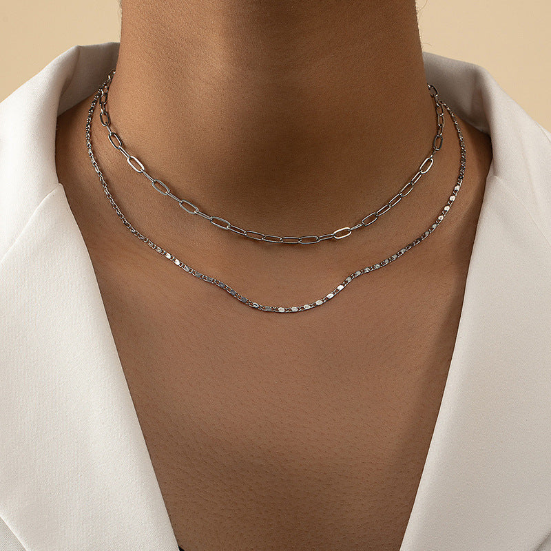 Elegant Layered Clavicle Chain Necklace Set with Cold Style Vibes