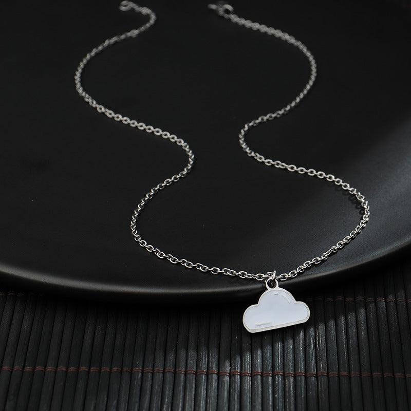 European & American Titanium Steel Cloud Necklace - White Cloud Pendant