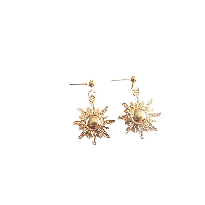 Retro Sunflower Alloy Earrings - Vienna Verve Collection