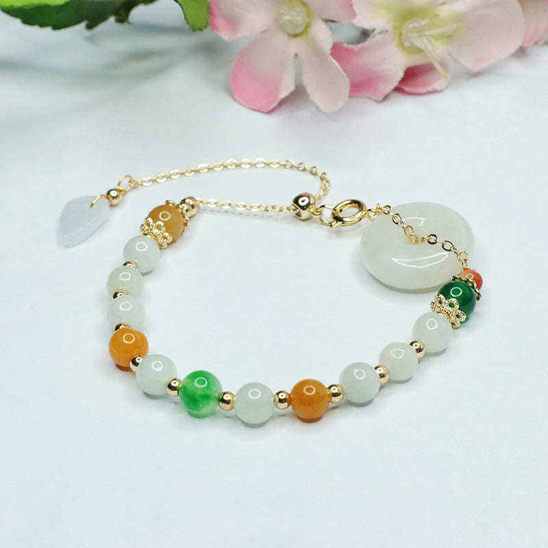 Fortune's Favor Natural Jade Sterling Silver Bracelet with Safe Buckle