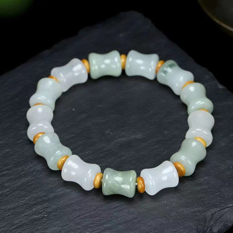 Elegant Vintage Tian Shan Cui Natural Jade Marrow Bracelet