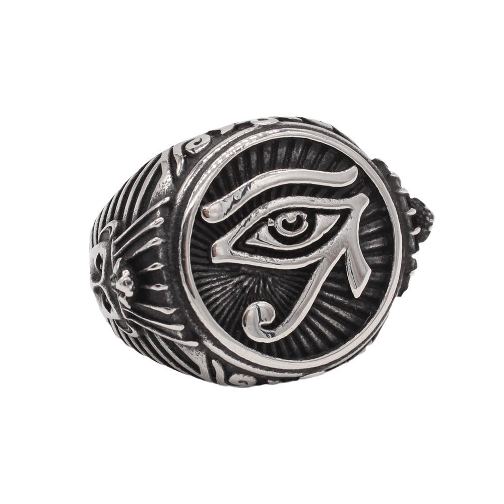 Vintage Egyptian Pharaoh Eye Men's Titanium Steel Ring