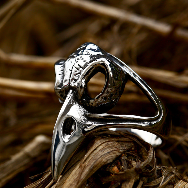 Titanium Steel Nordic Viking Raven Ring for Men - Retro Wholesale Jewelry