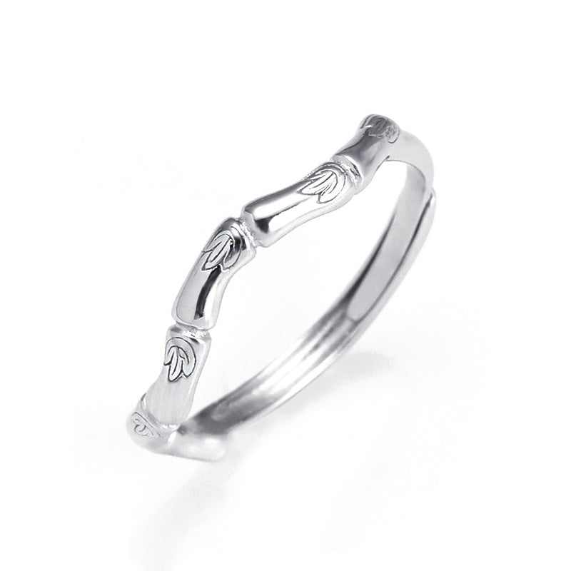 Bamboo Design Wave Opening Sterling Silver Ring