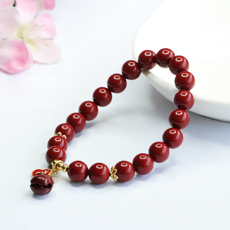 Cinnabar Stone Sterling Silver Bracelet