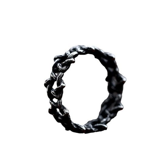 Vintage-Inspired Hollow Twist Titanium Steel Ring for Men – Unique Wholesale Accessory