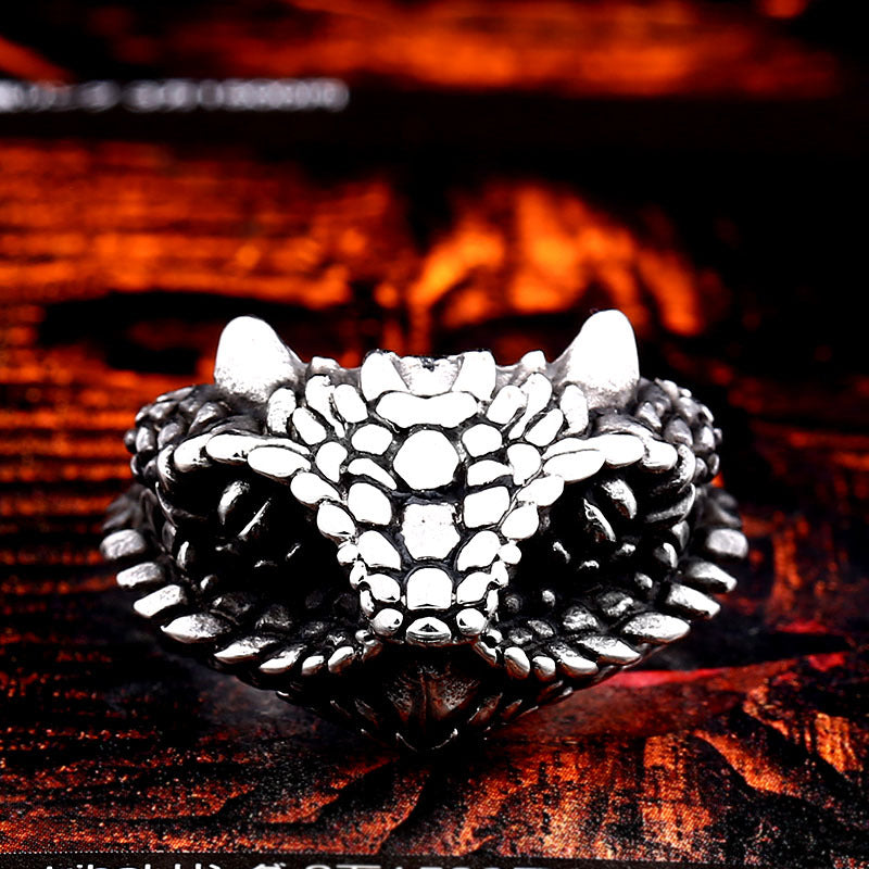 Retro Viper Adjustable Titanium Steel Men's Ring - Stylish European and American Jewelry