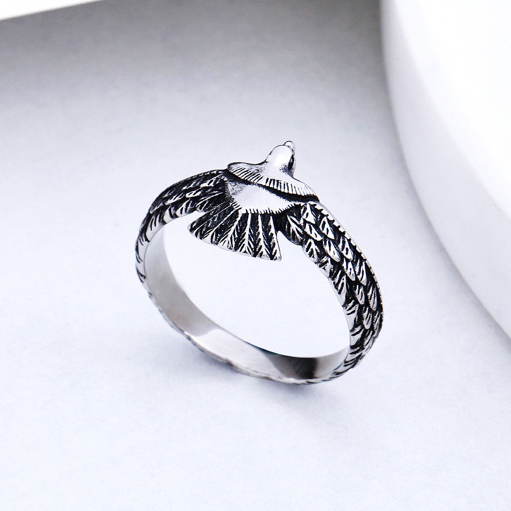 American Indian Style Eagle Titanium Steel Ring for Men