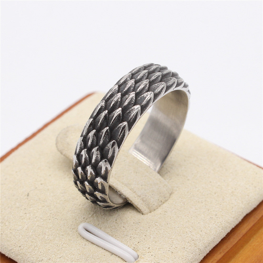 European and American Fashion Simple Dragon Men's Titanium Ring - Wholesale Jewelry