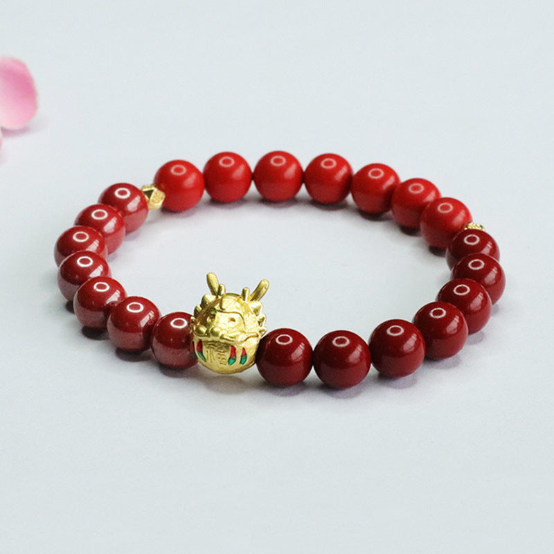 Retrospective Cinnabar Dragon Bracelet with Sterling Silver