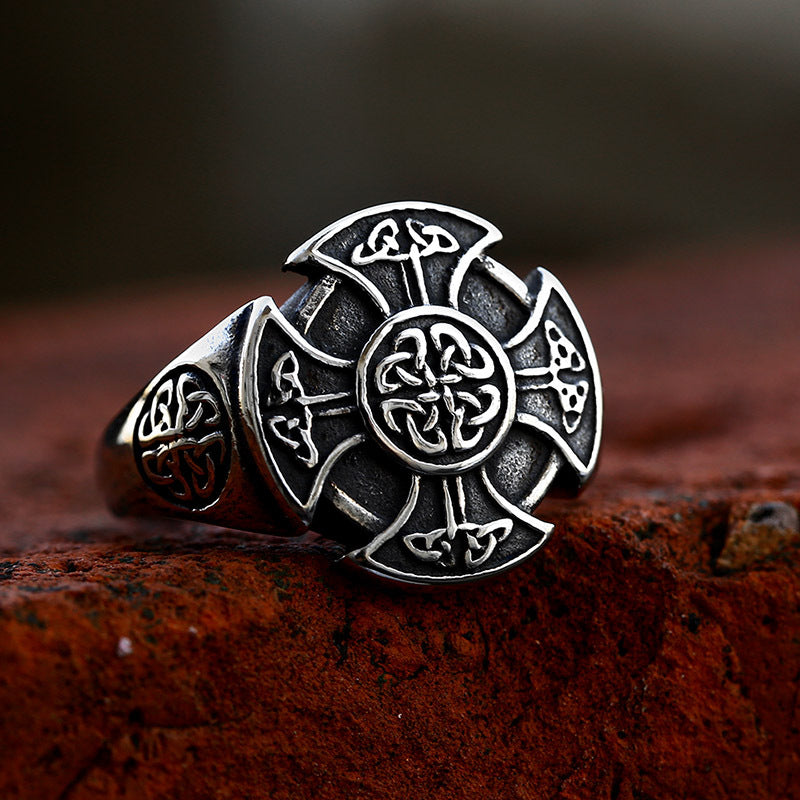 Nordic Viking-Inspired Celtic Knot Titanium Steel Men's Ring Jewelry