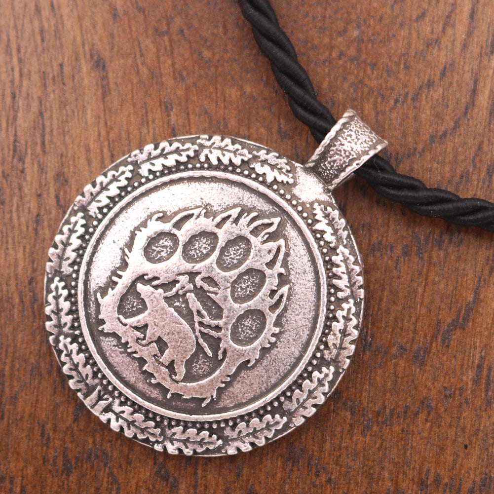 Viking Bear Claw Rune Pendant Alloy Necklace from Planderful - Norse Legacy Collection