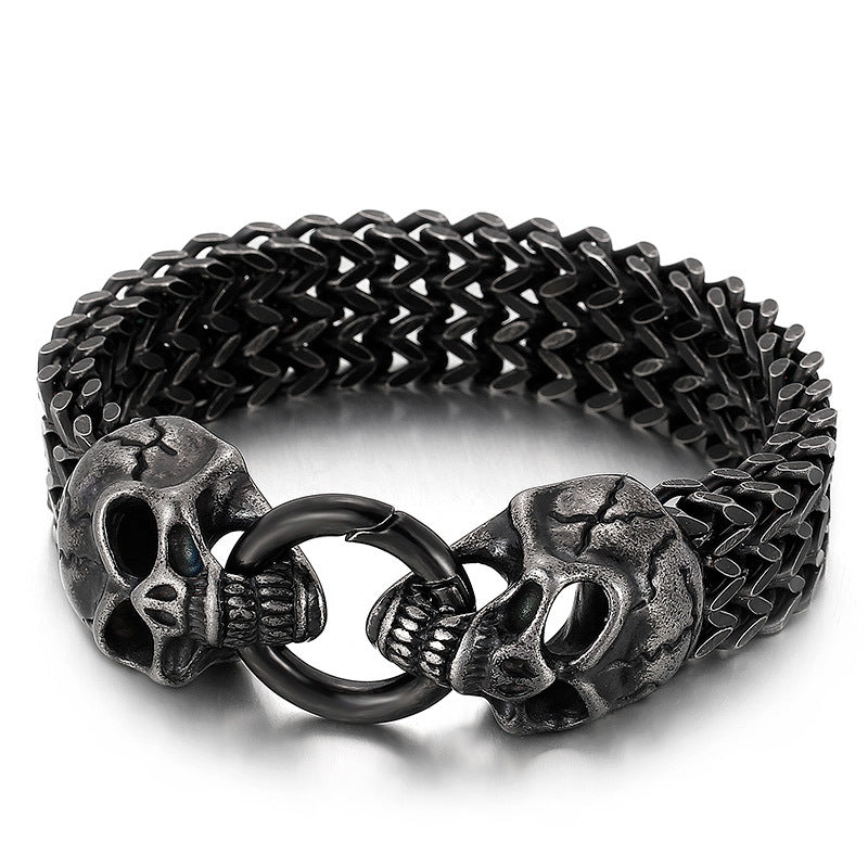 Rebellious Titan: Punk Hipster Skull and Animal Motif Bracelet for Men