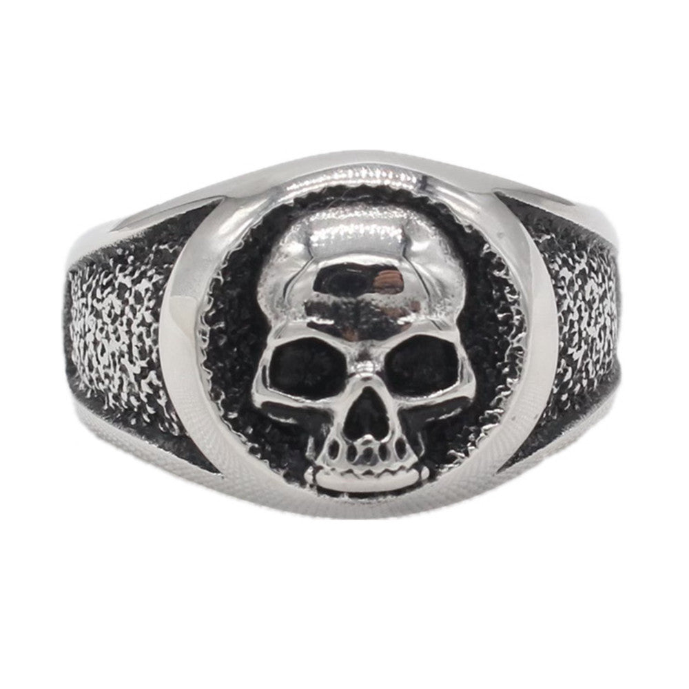 Personalized Retro Men's Skull Titanium Steel Ring - European and American Wholesale Jewelry