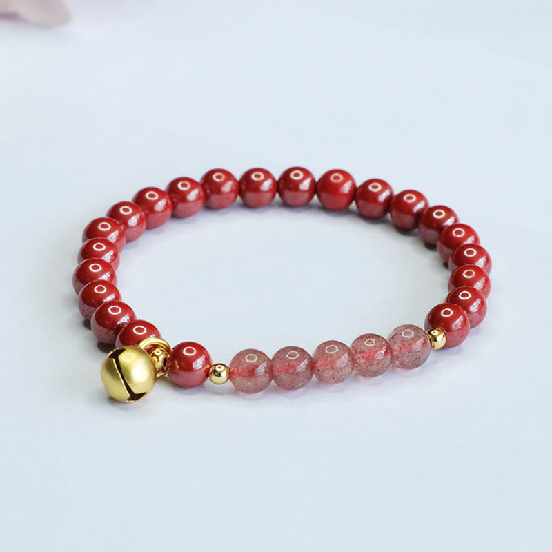 Emperor's Strawberry Crystal and Cinnabar Sterling Silver Bracelet