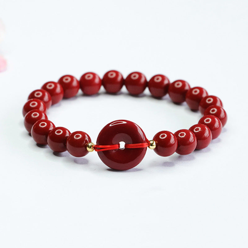 National Wind Cinnabar Stone Bracelet with Safety Buckle